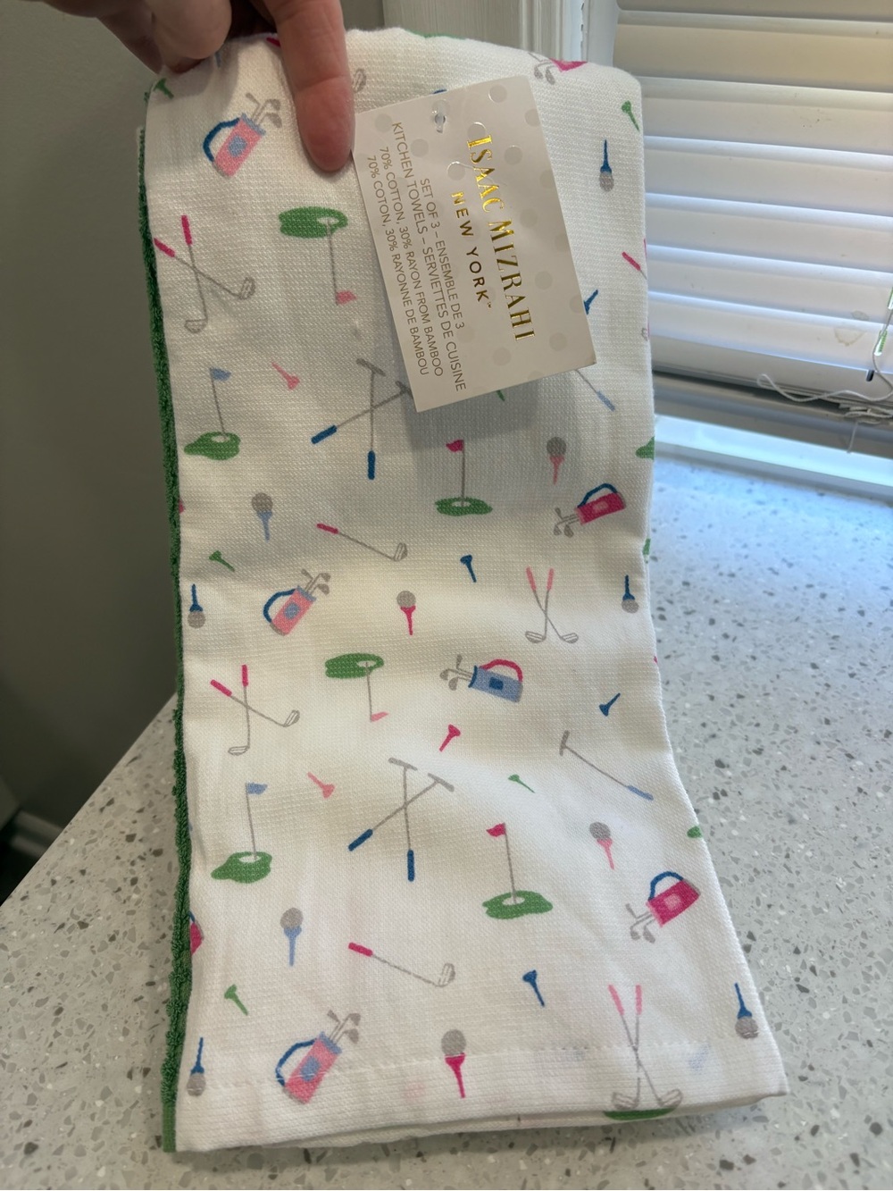 NWT Isaac Mizrahi Golf Theme Hand Towels- set of 3